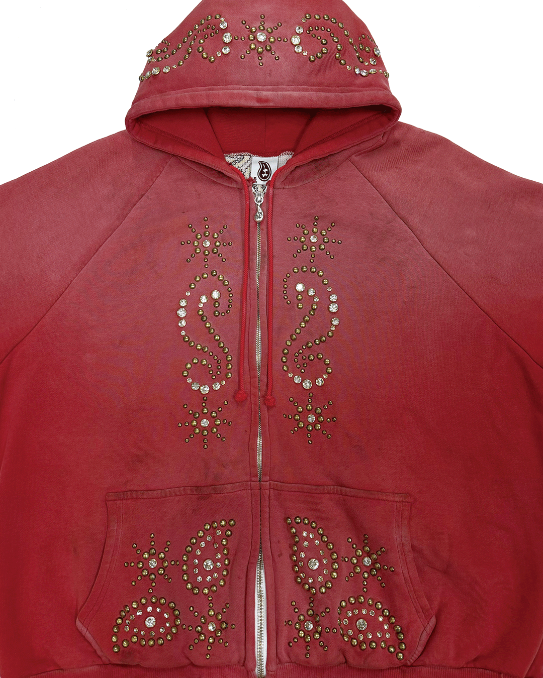Double Face Paisley Zip Stud Hoodie