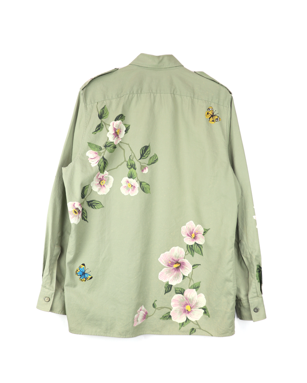 Floral Hand Paint Military Shirt