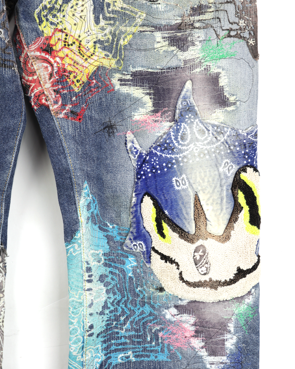 No.723 Meme Glitch Toon Damaged Denim Jeans