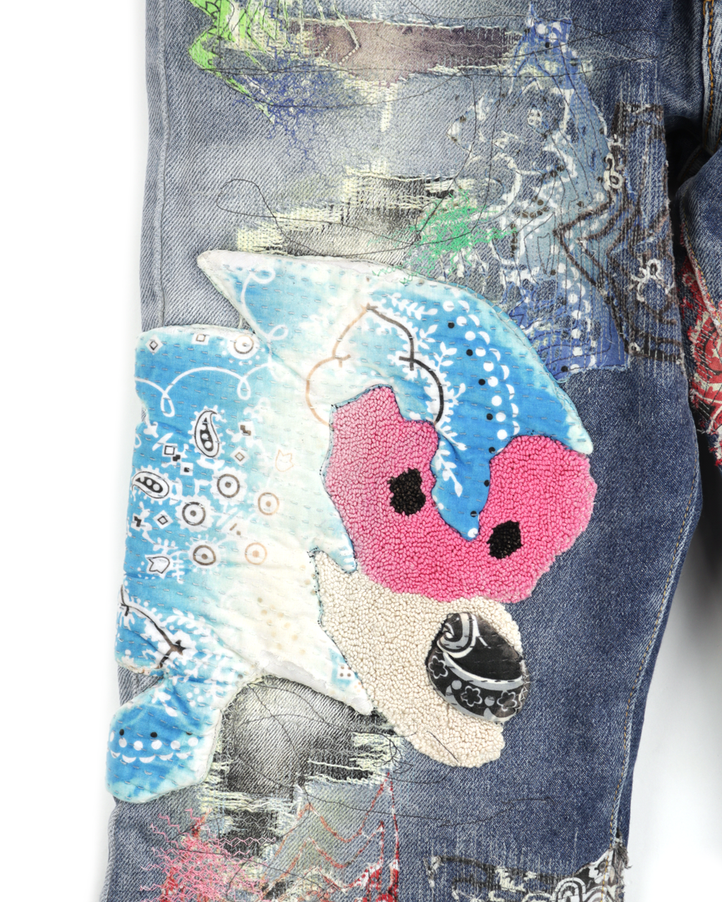No.723 Meme Glitch Toon Damaged Denim Jeans