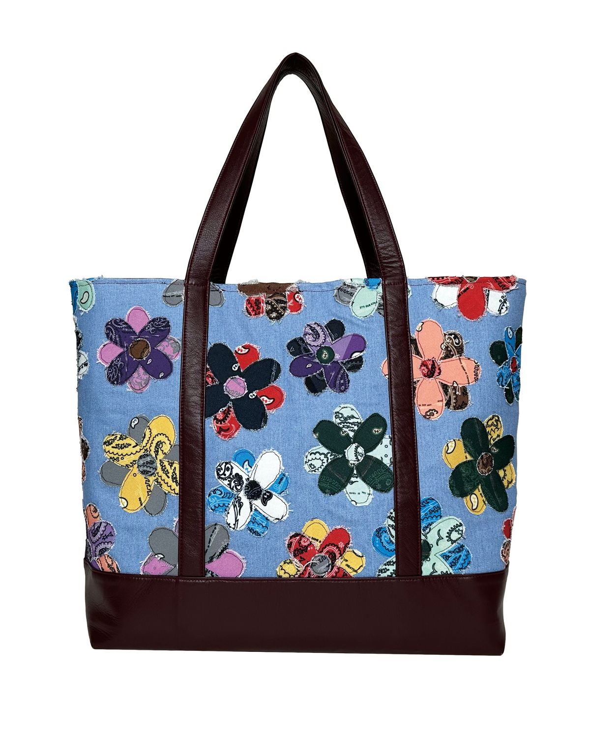 Flower Patch Paisley Denim Tote Bag