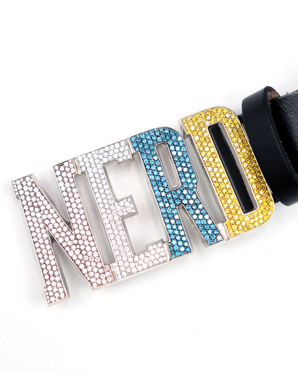 N.E.R.D. White Gold & Multi Color Diamond Belt Buckle