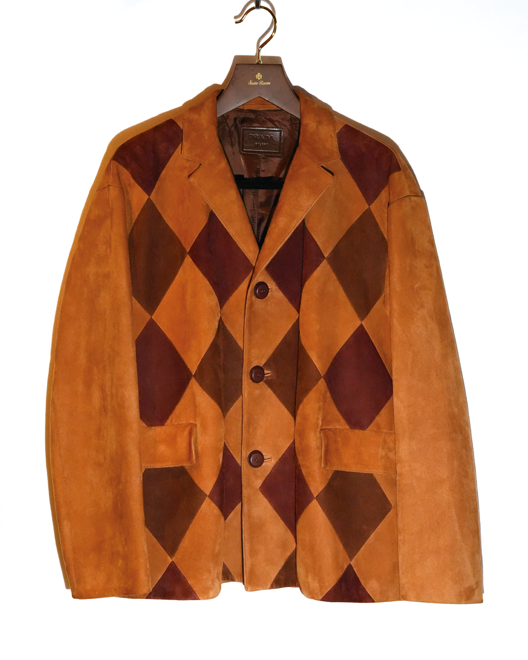 Leather Argyle Patchwork Jacket