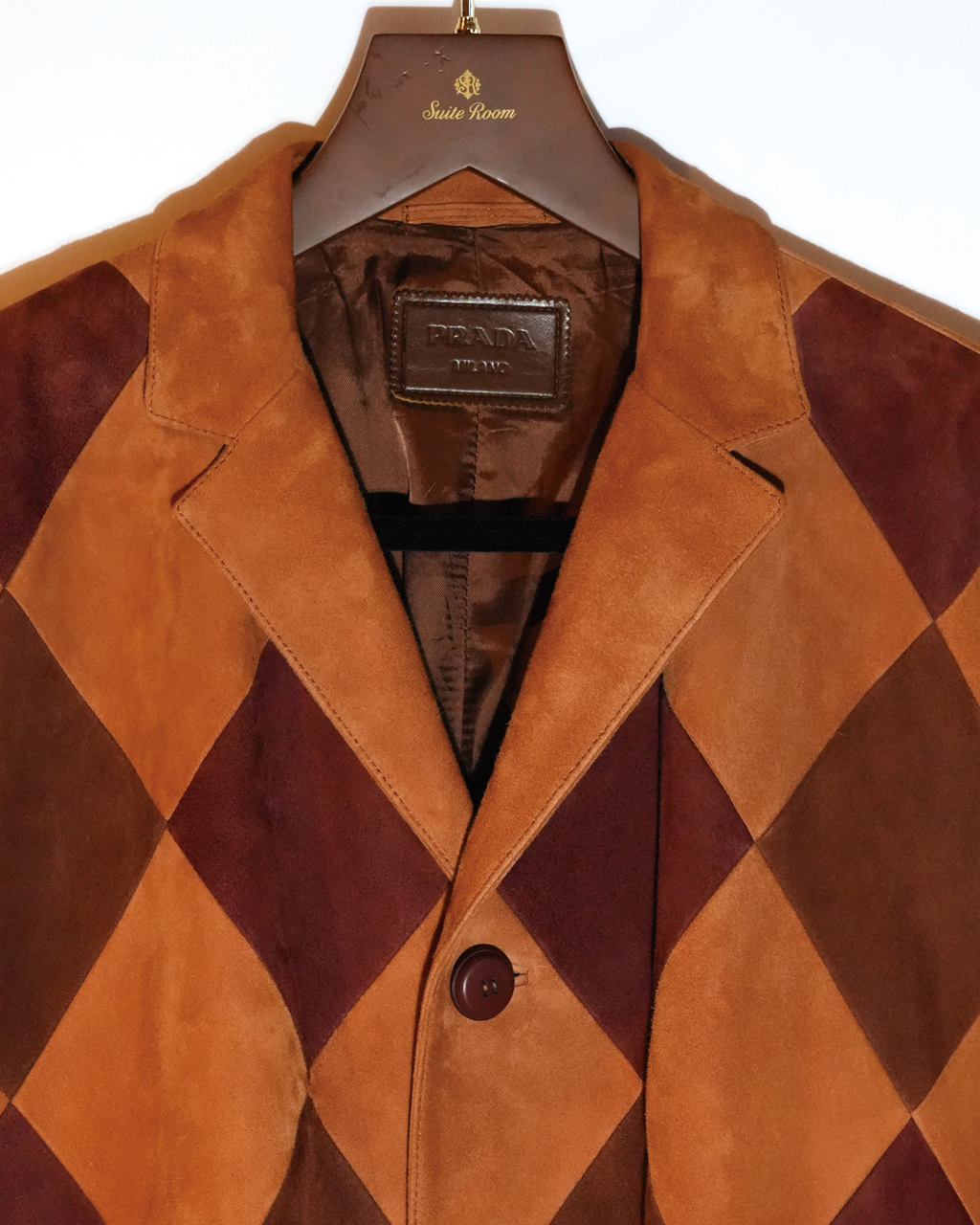 Leather Argyle Patchwork Jacket
