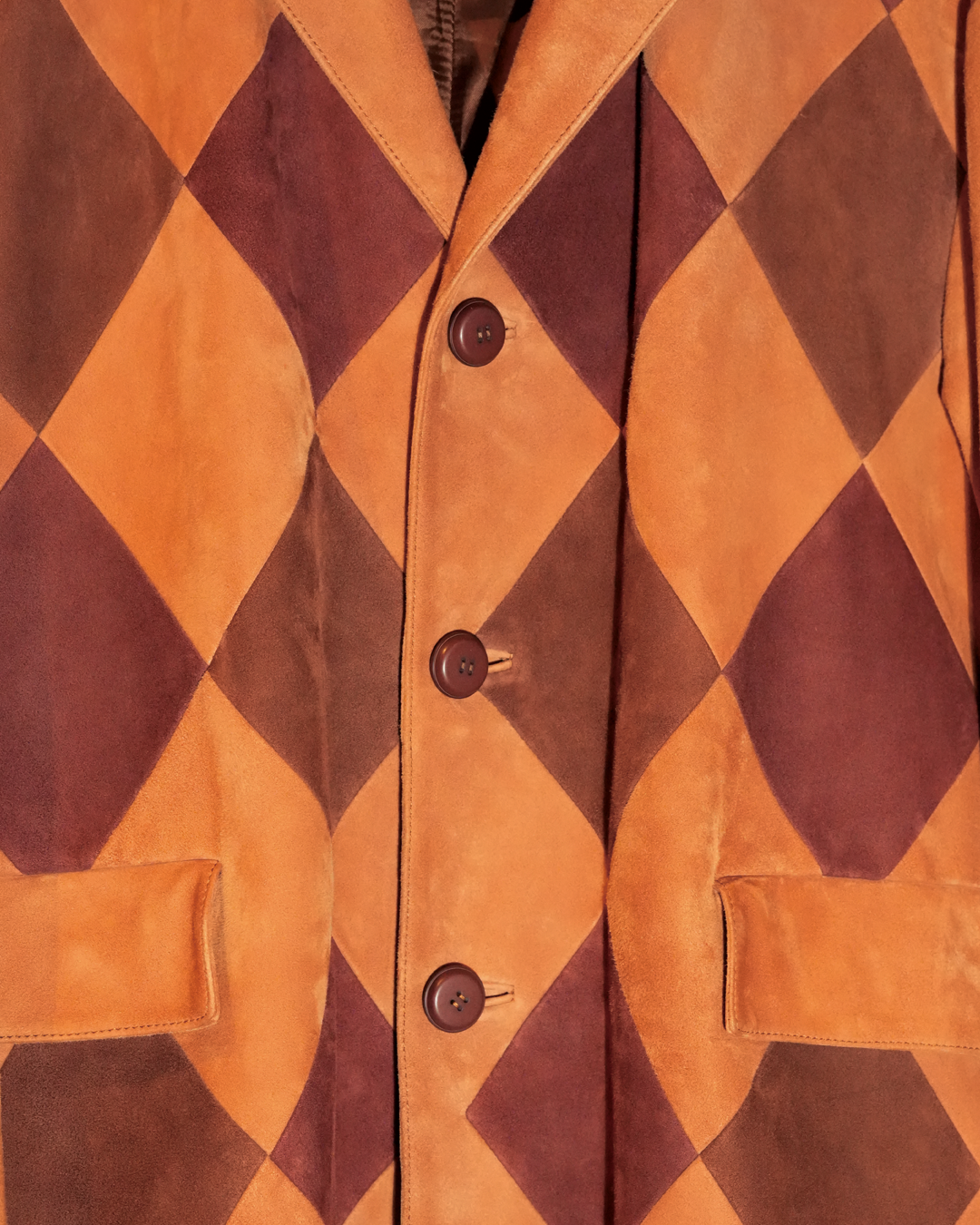 Leather Argyle Patchwork Jacket