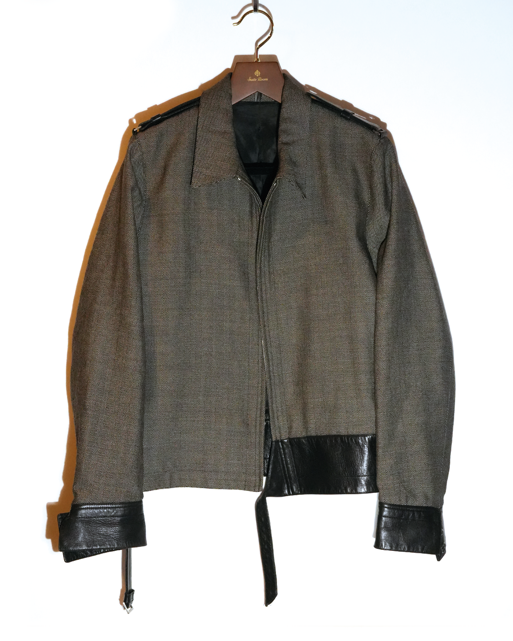 Herringbone Wool Zip Jacket