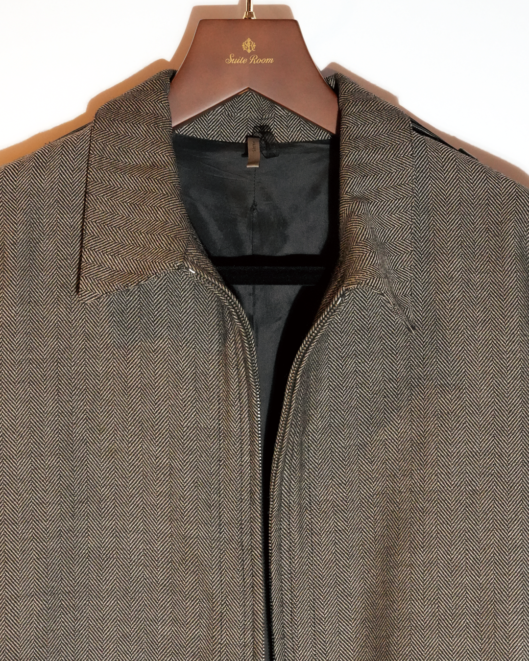 Herringbone Wool Zip Jacket