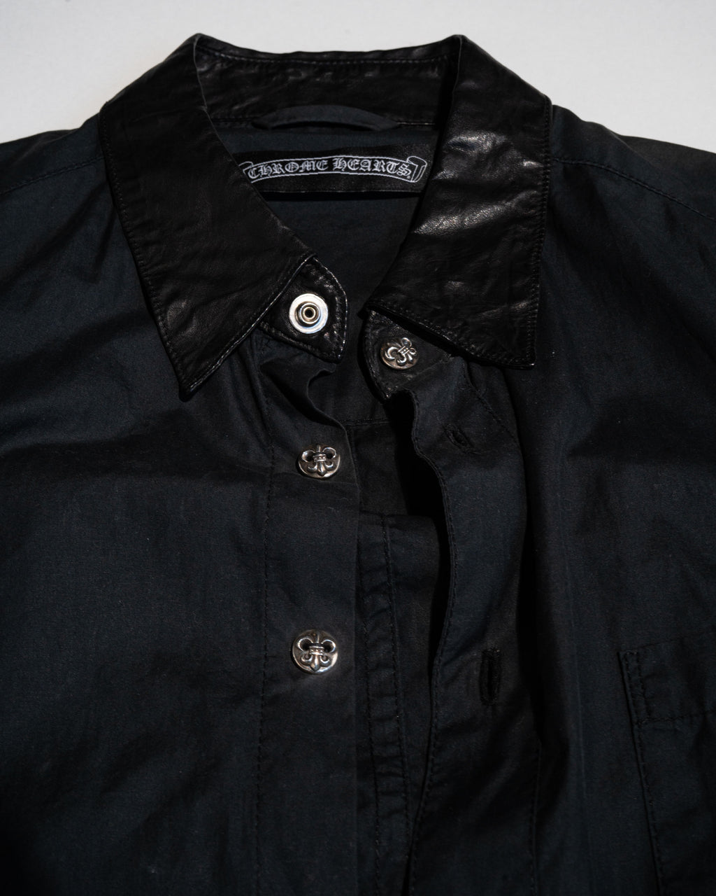 BS Fleur Button Leather Collar L/S Shirt
