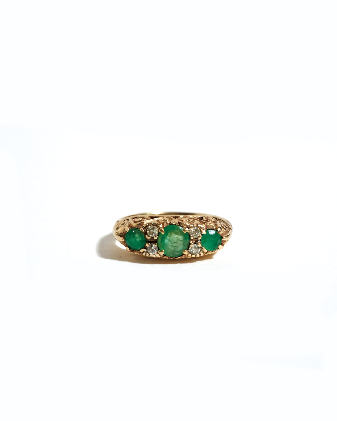3 Emerald Gypsy Ring