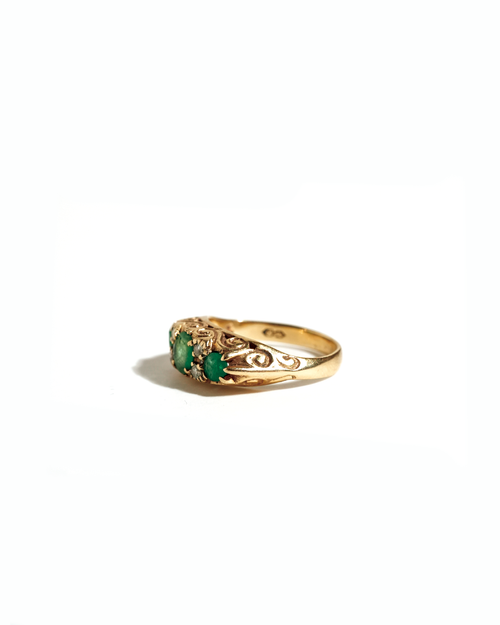 3 Emerald Gypsy Ring