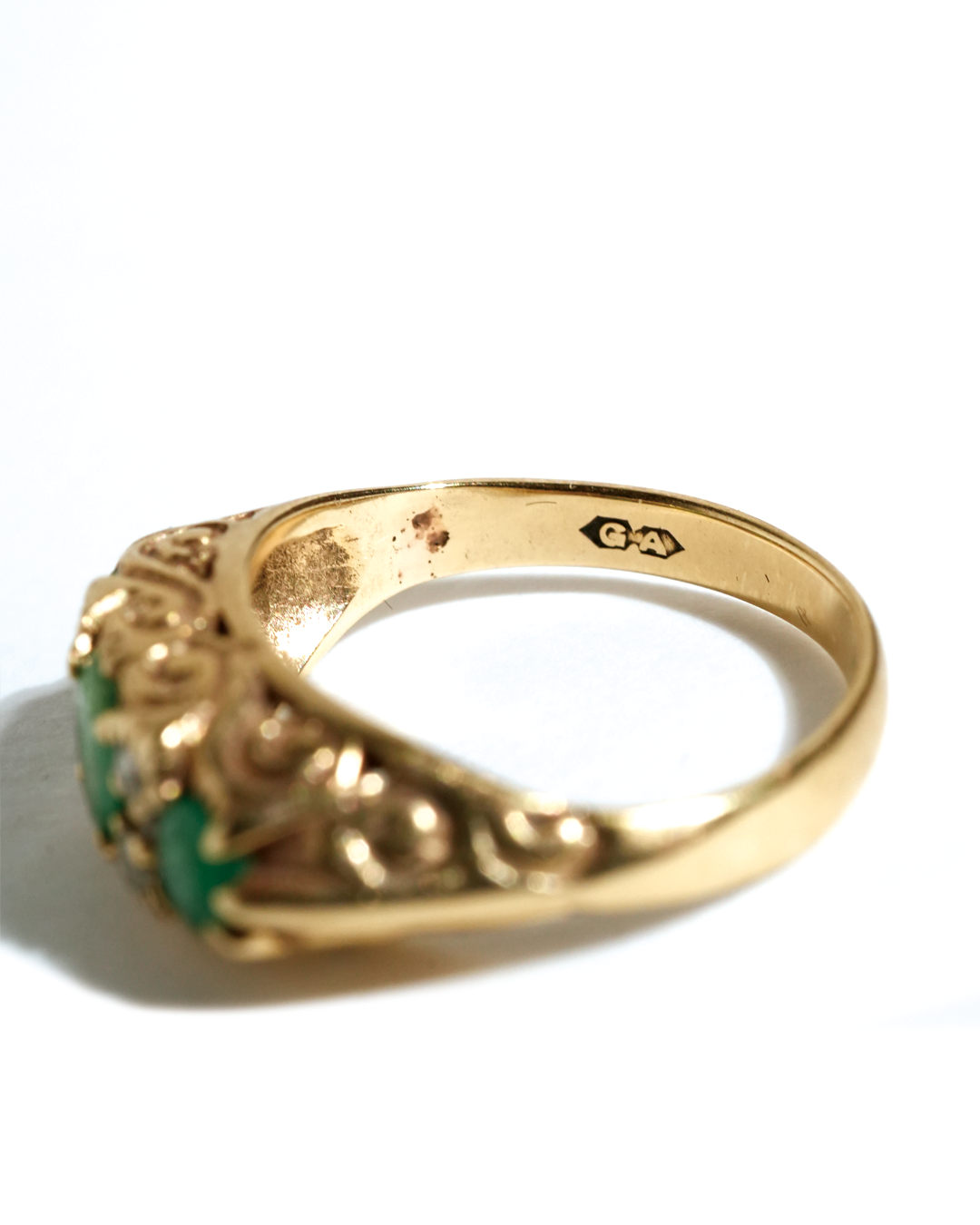 3 Emerald Gypsy Ring