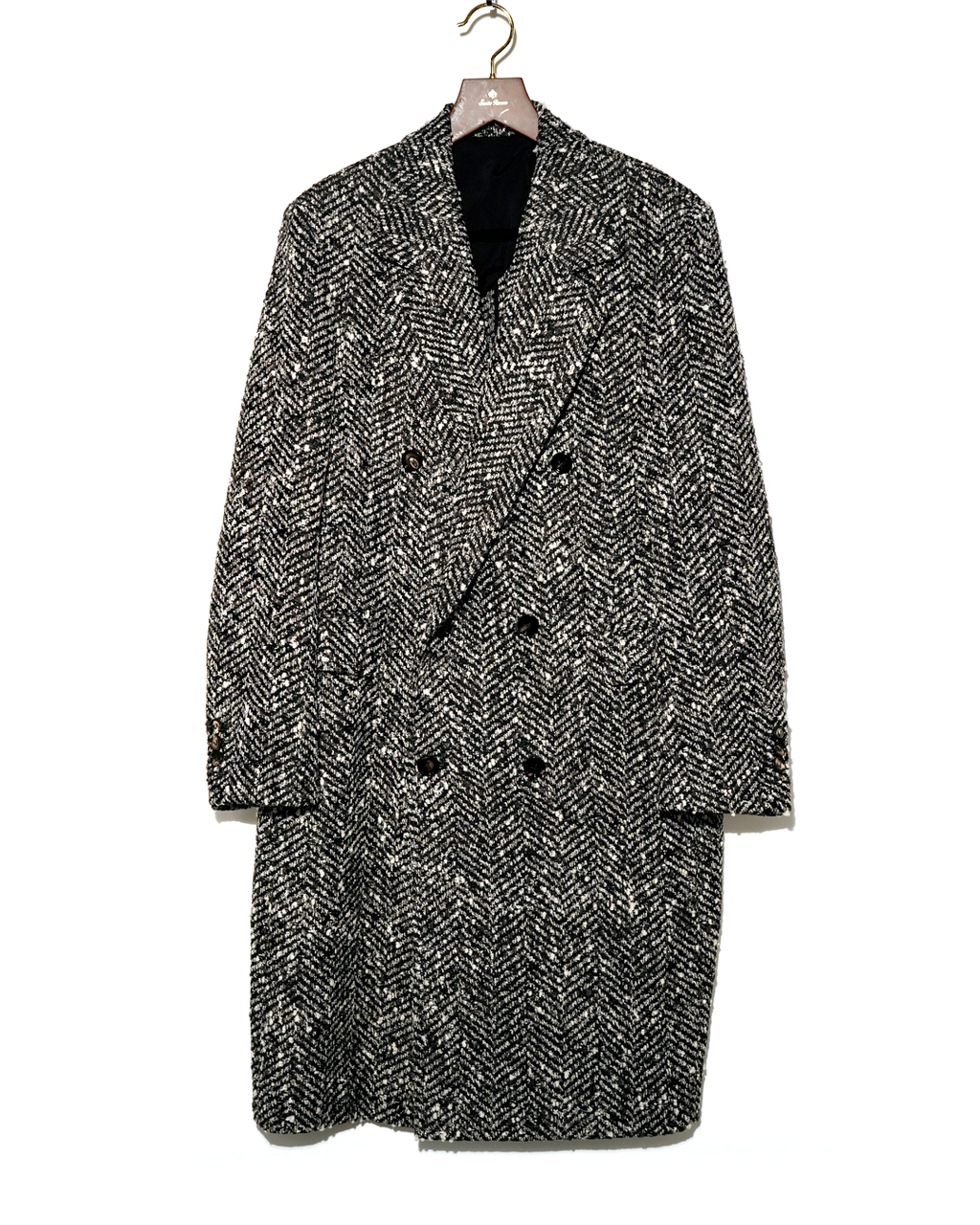 Herringbone Tweed Double-Breasted Coat