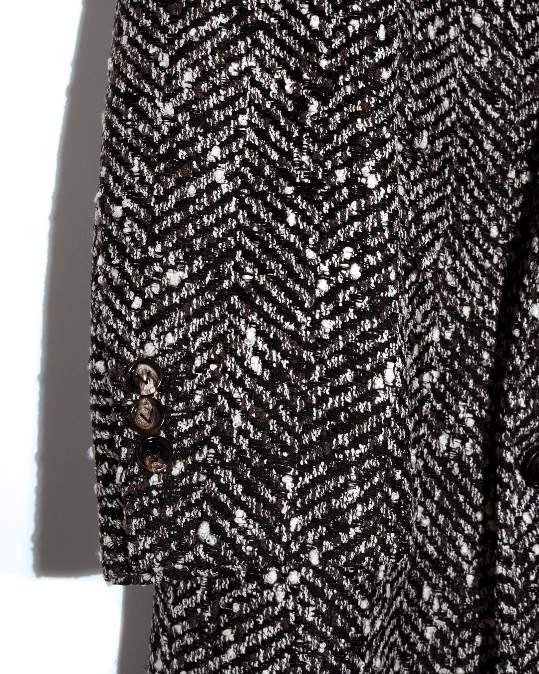 Herringbone Tweed Double-Breasted Coat