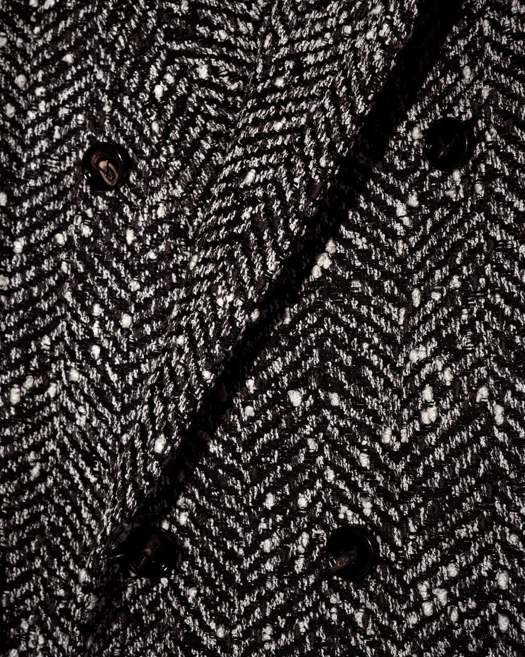 Herringbone Tweed Double-Breasted Coat