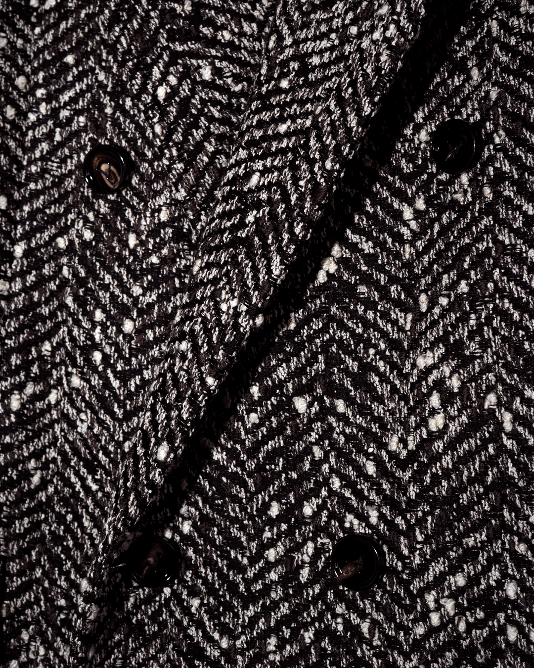 Herringbone Tweed Double-Breasted Coat