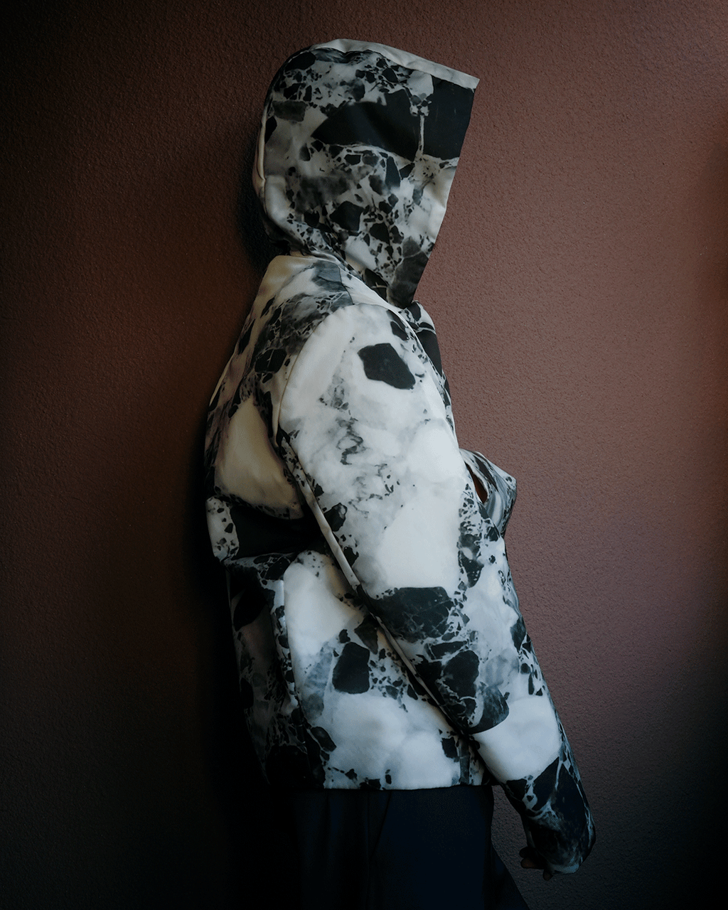 Marble Print Hooded Jacket