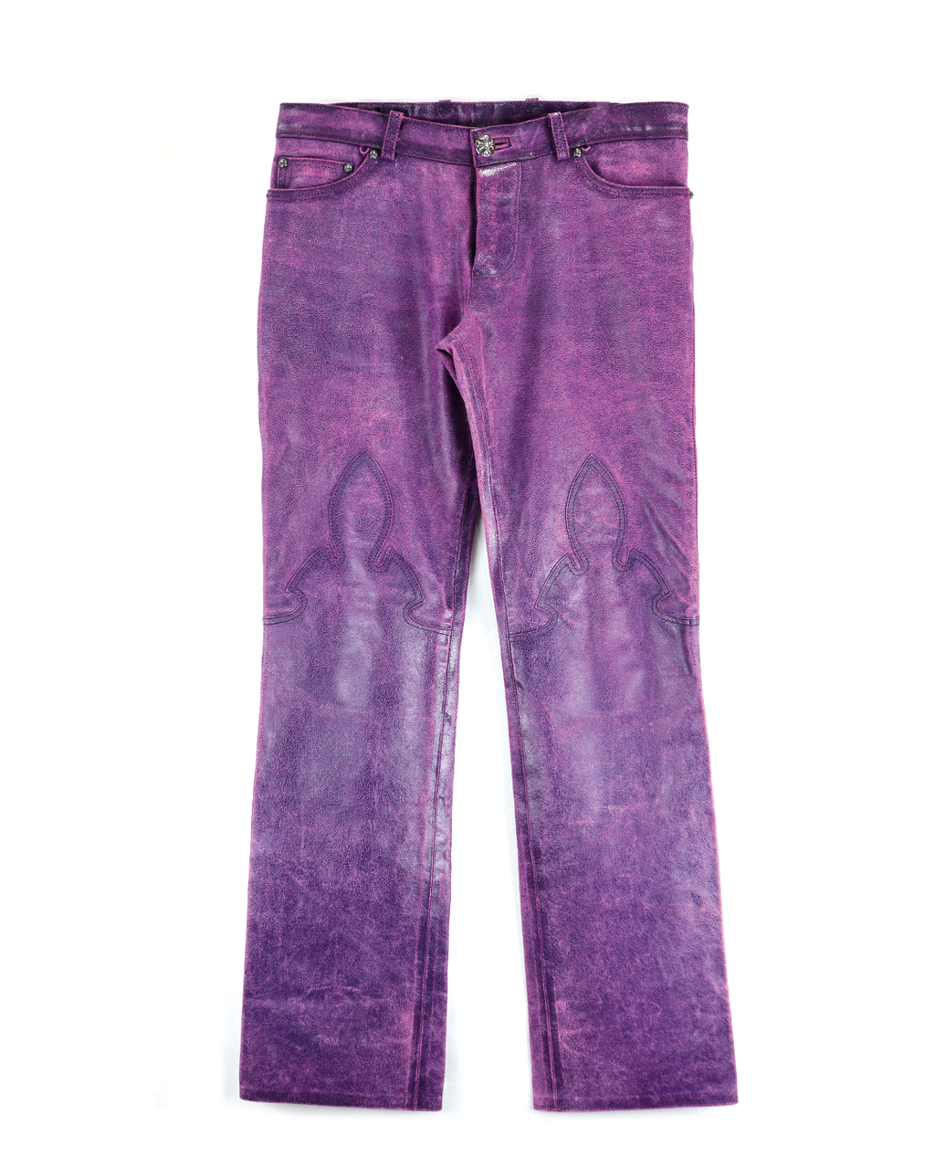 Flare Knee Crack Leather Pants