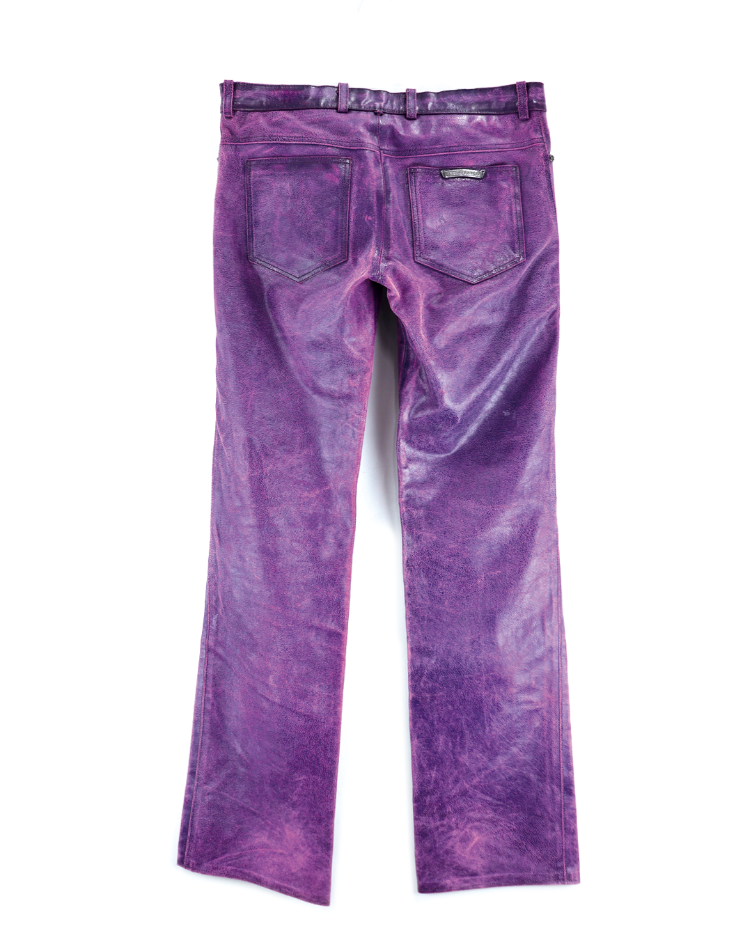 Flare Knee Crack Leather Pants