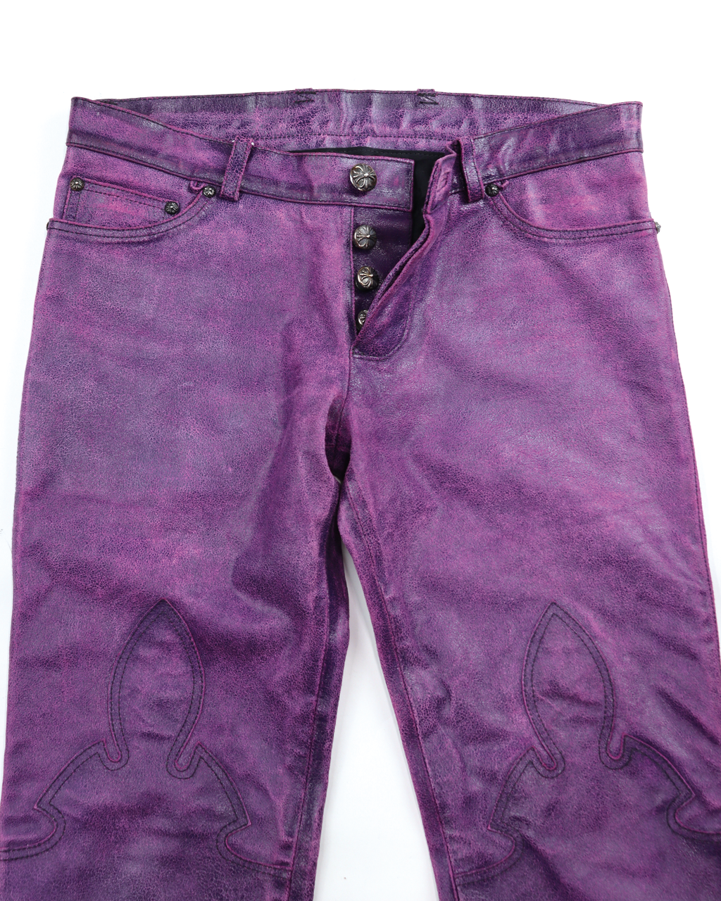 Flare Knee Crack Leather Pants