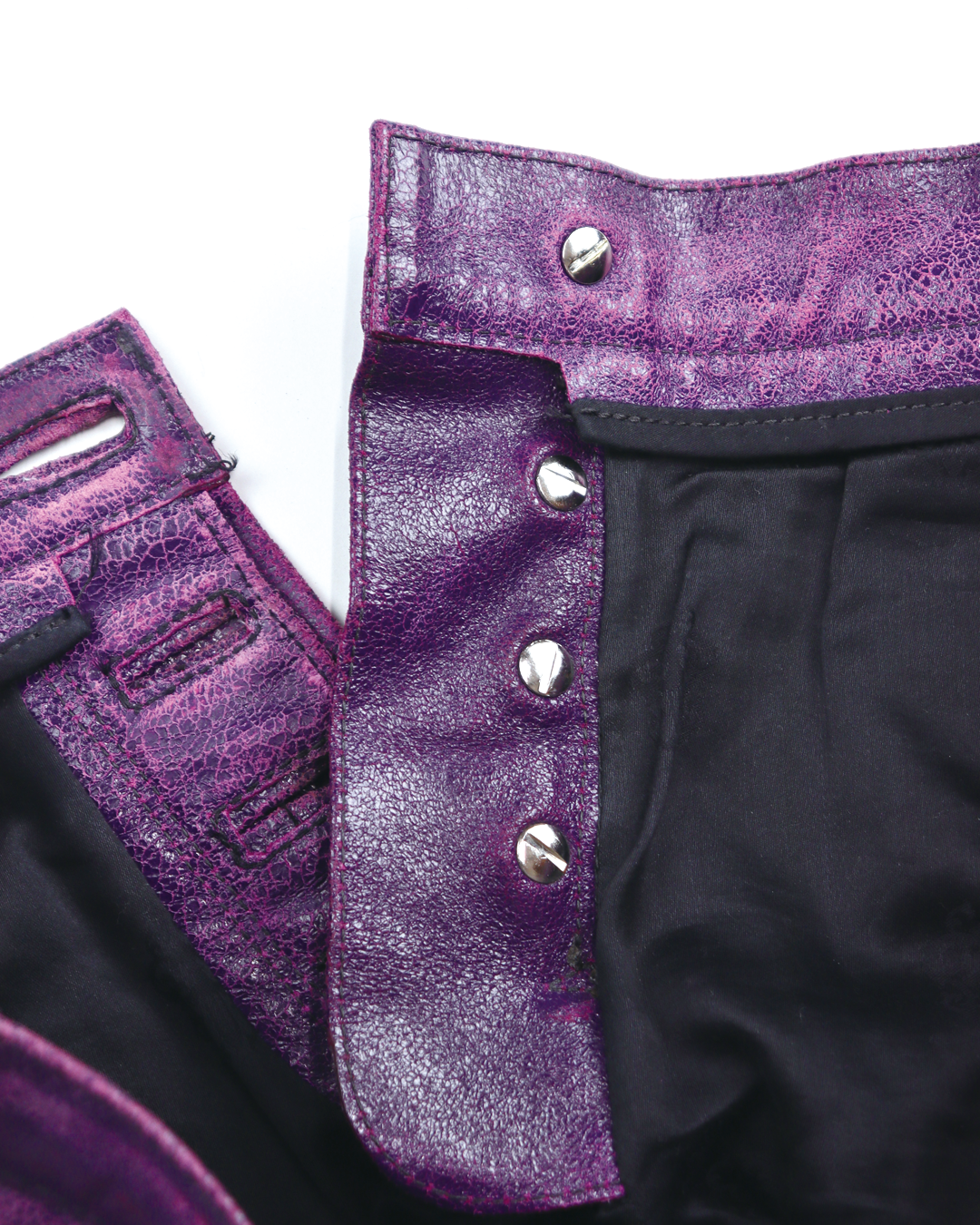 Flare Knee Crack Leather Pants