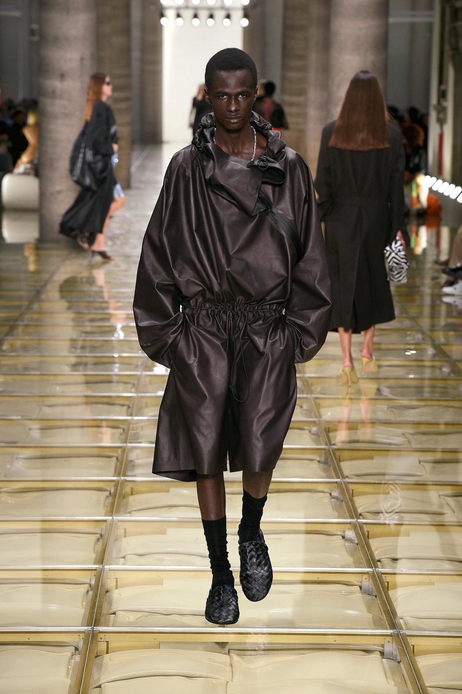 Oversized Leather Pullover Anorak