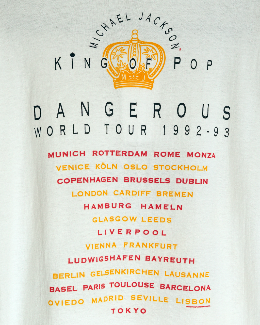1992 Michel Jackson Dangerous World Tour T-shirt