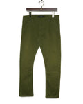 Olive Stretch Cotton Straight-Leg Pants