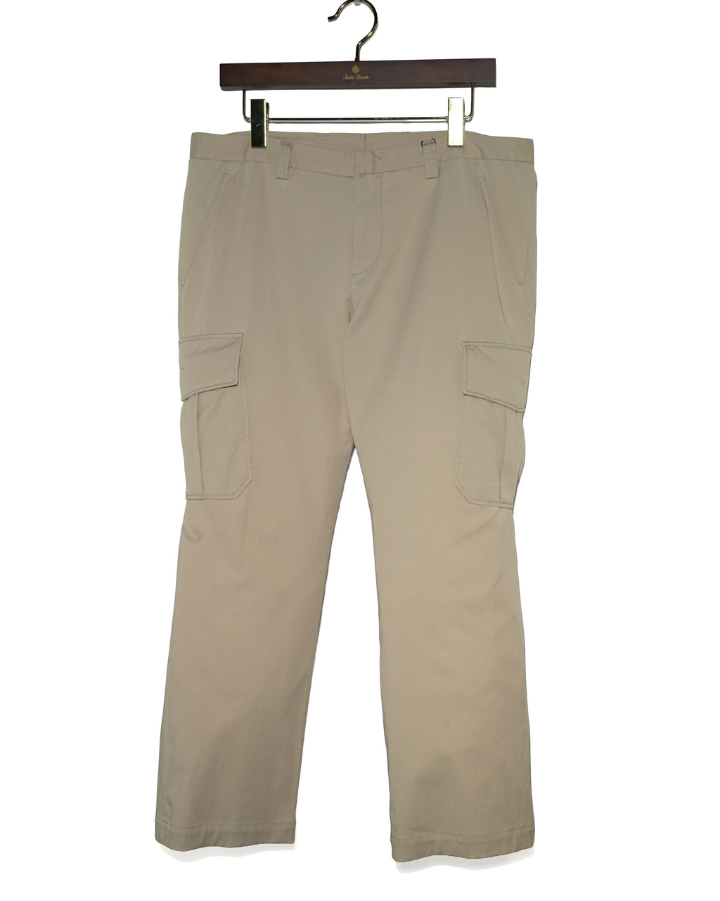 Beige Cotton Cargo Pants