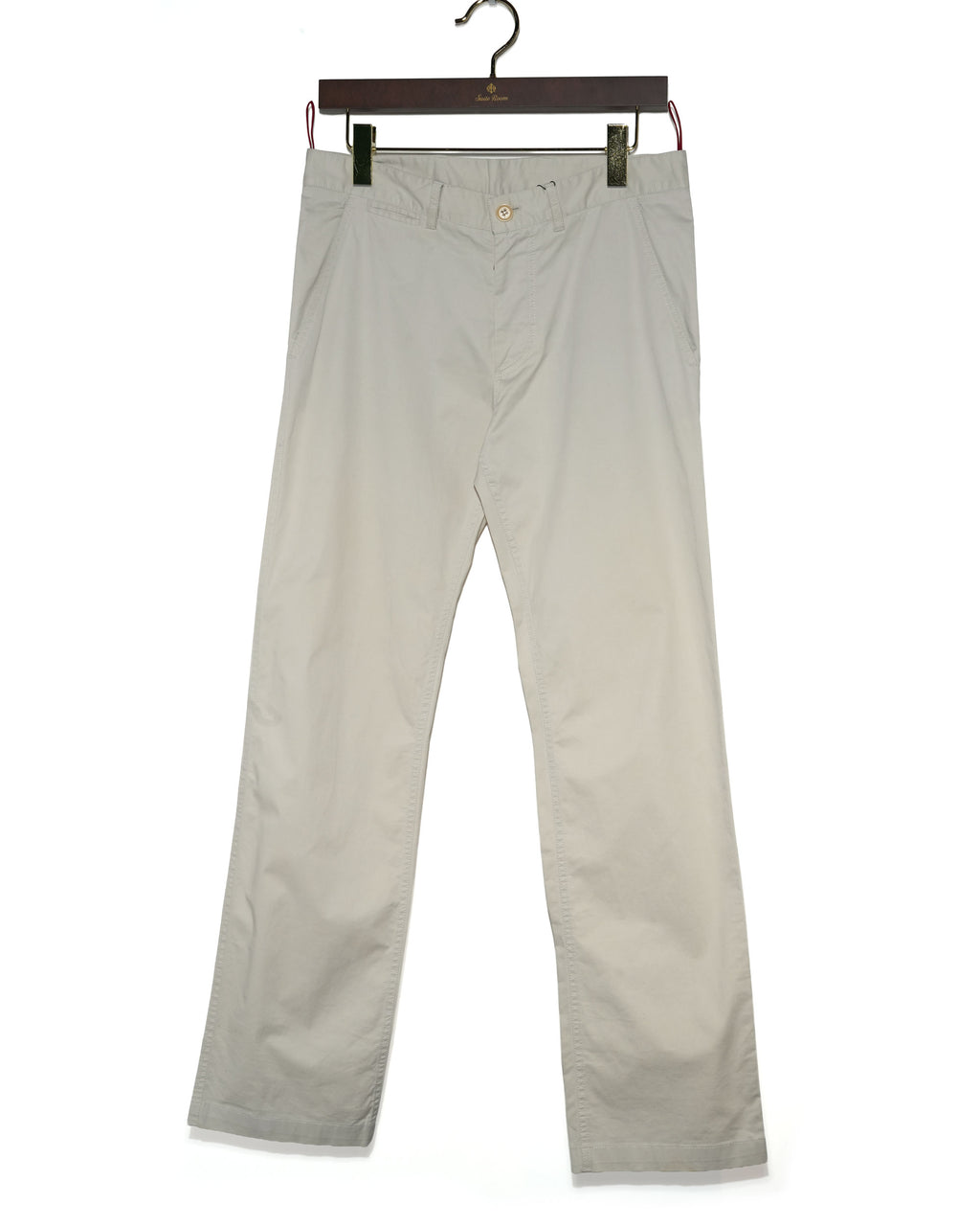 Light Beige Cotton Straight-Leg Pants