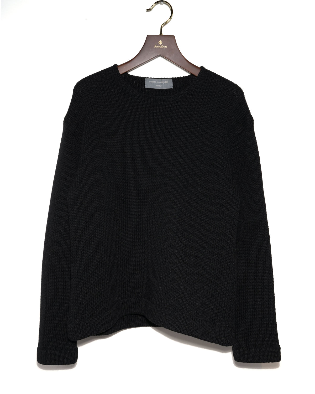 Textured Sweater with Curved Hem