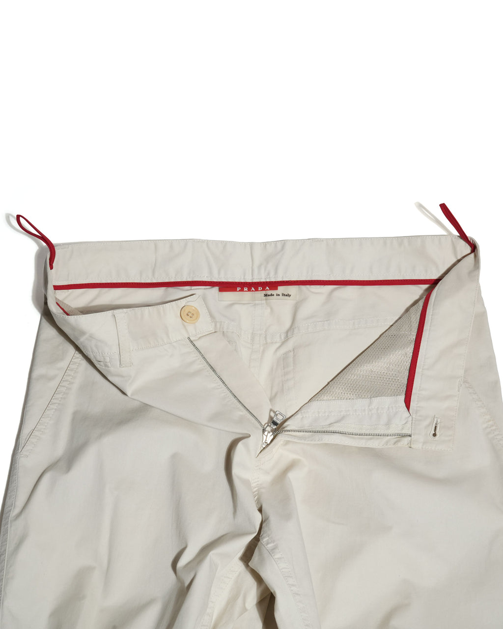 Light Beige Cotton Straight-Leg Pants