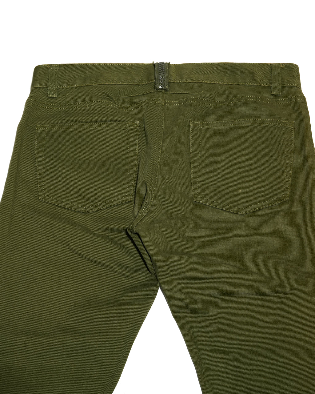 Olive Stretch Cotton Straight-Leg Pants