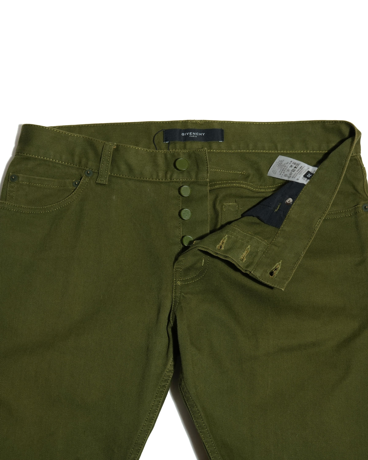 Olive Stretch Cotton Straight-Leg Pants