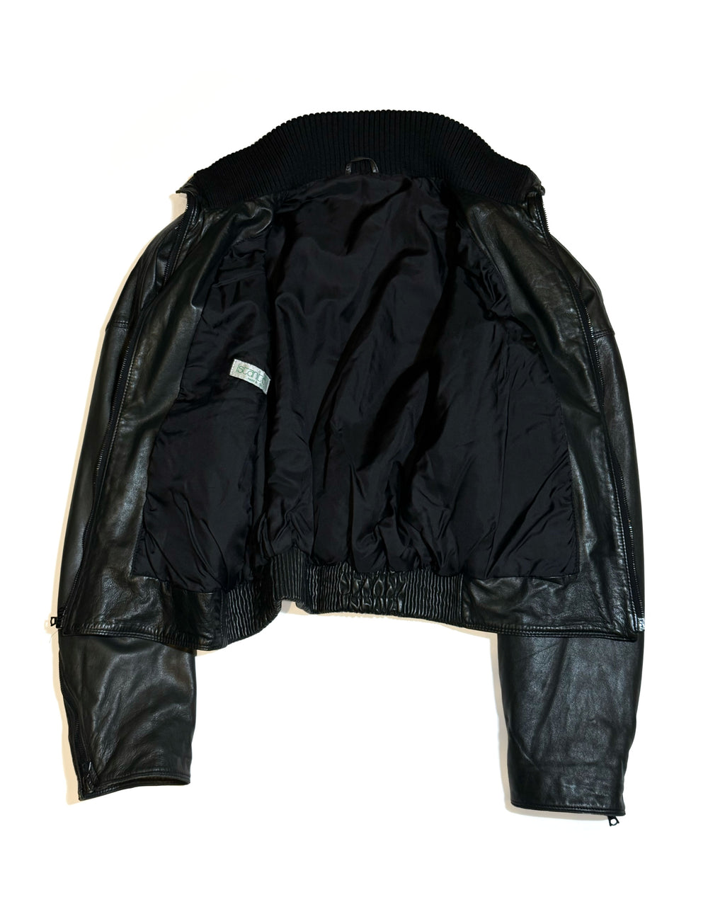 Dolman Sleeve Leather Bomber Jacket