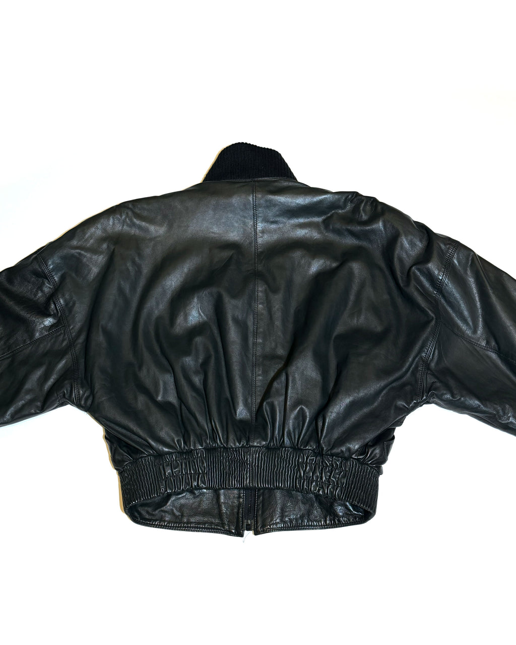 Dolman Sleeve Leather Bomber Jacket